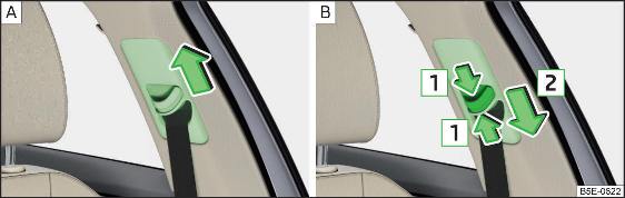 Fig. 17 Regolazione dell'altezza delle cinture per i sedili anteriori