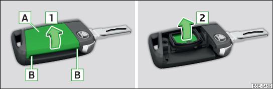 Fig. 340 Apertura del coperchio / rimozione della batteria