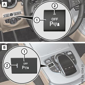 Disattivazione/attivazione del sistema di assistenza al parcheggio PARKTRONIC 