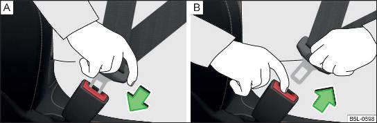 Fig. 18 Allacciamento / sganciamento della cintura di sicurezza