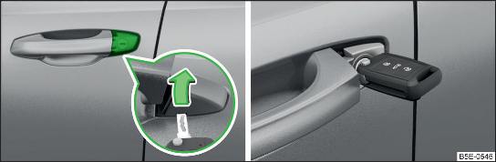 Maniglia della porta lato conducente: Aprire la copertura della serratura / cilindro di chiusura con chiave