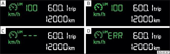 Display a segmenti: esempi di visualizzazioni di stato del limitatore di velocità