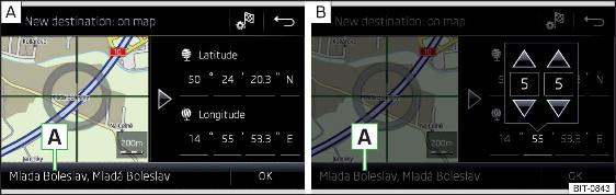 Inserimento della destinazione: tramite il punto sulla cartina / con l'ausilio delle coordinate GPS