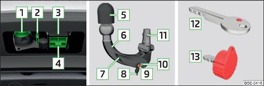 Fig. 297 Presa del dispositivo di traino / Testa sferica / Varianti chiave