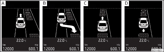 Parcheggio in un'area di parcheggio parallela: Visualizzazione su display