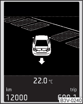 Parcheggio in marcia avanti in un'area di parcheggio trasversale: Visualizzazione su display